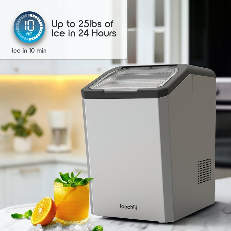 真駒内アイスアリーナー銀製29.27g Ionchill QuickCube 3L Capacity Nugget Ice Maker, Stainless Steel