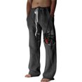 thumbnail image 1 of MAWCLOS Men Pants Drawstring Bottoms Elastic Waist Trousers Soft Summer Animal Print Beach Pant Black 2XL, 1 of 2