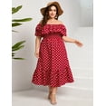 thumbnail image 3 of Yesfashion Women Plus Size Off Shoulder Maxi Dress Ruffle Flowy Casual Summer Boho Long Dresses, 3 of 8
