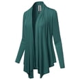 thumbnail image 1 of FashionOutfit Women's Solid Jersey Knit Draped Open Front Long Sleeves Cardigan, 1 of 4