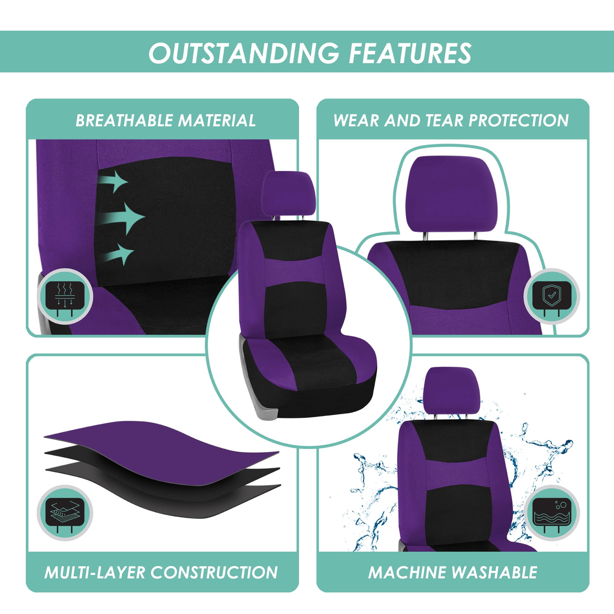 FH Group Light & Breezy Universal Full Set Car Seat Covers, Combo Set & Air Freshener