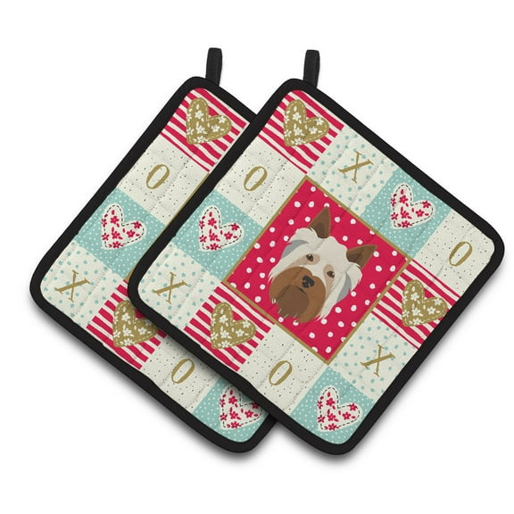Carolines Treasures CK5183PTHD Australian Silky Terrier Love Pair of Pot Holders, 7.5HX7.5W, multicolor