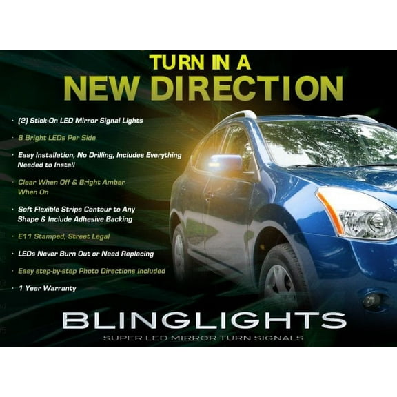 For 2008 2009 2010 2011 2012 Nissan Rogue LED Side Mirrors Turnsignal Lights Turn Signal Lamps Signalers