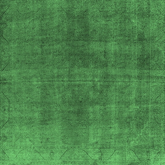 Ahgly Company Indoor Square Oriental Emerald Green Industrial Area Rugs, 4' Square