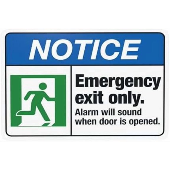 Emergency Exit Only Alarm Will Sound When Door Is Opened Warning Sign, Exit Security Metal Signs for Home Busines Outdoor Indoor Garage Street Wall Caution Decor 12 x 8 Inch
