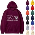 thumbnail image 2 of PEACE LOVE DOG Funny Hoodies for Women 2024 Trendy Cute Hooded Sweatshirts Fall Winter Pullover Tops for Holiday Party Outing, 2 of 3