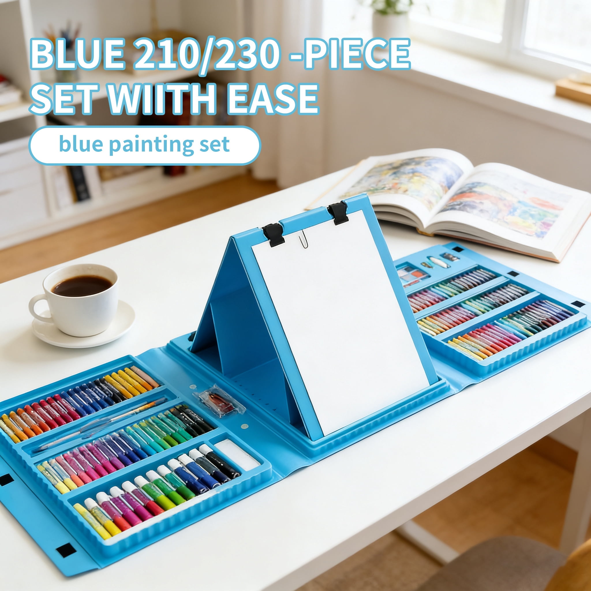 210/230-Piece Art Supplies Set with Drawing Board, All-in-One Drawing Kit with Trifold Easel, Colored Pencils, Crayons & Oil Pastels