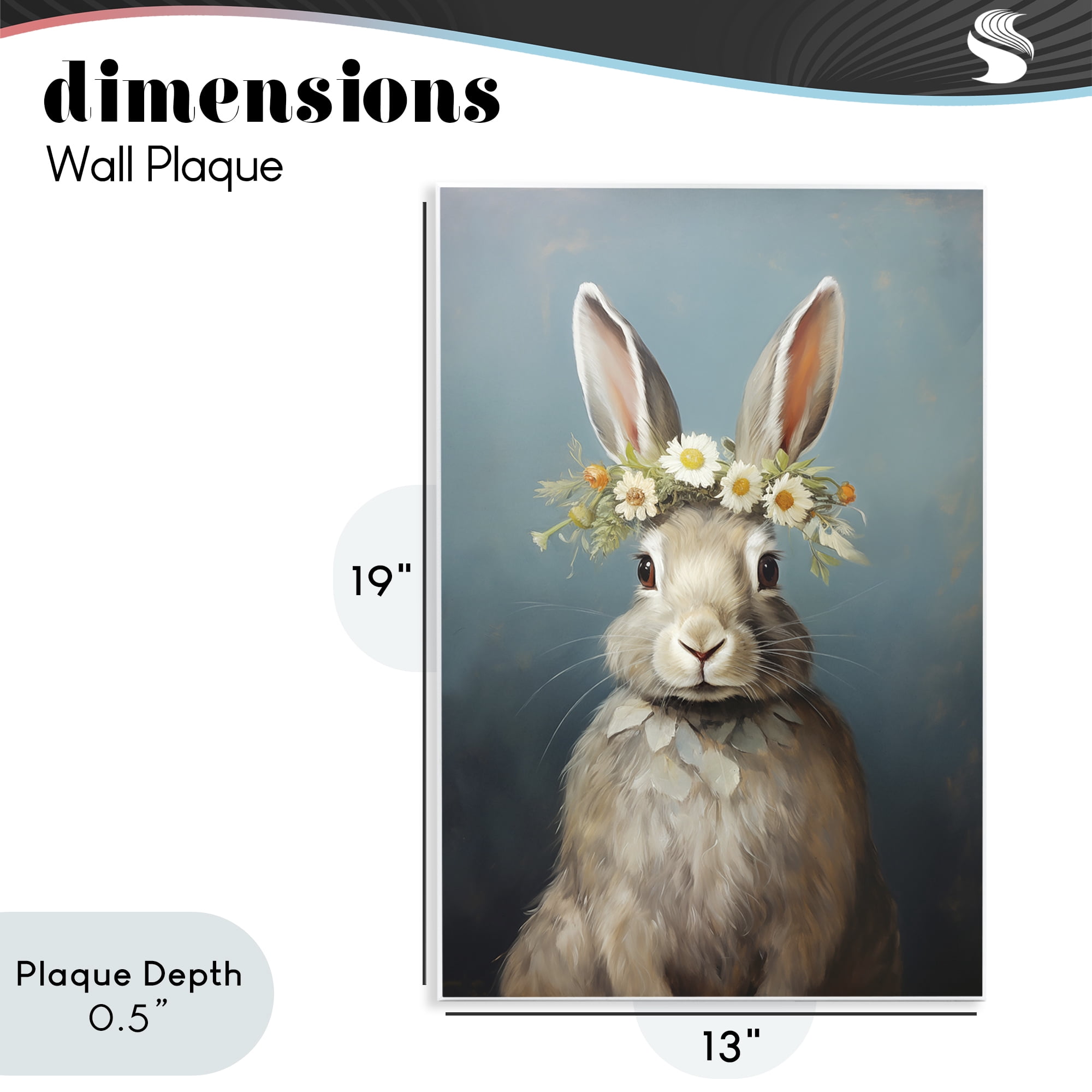 Stupell Industries Daisy Crowned Bunny Portrait Wall Plaque Art, design by Heidi Kuntz