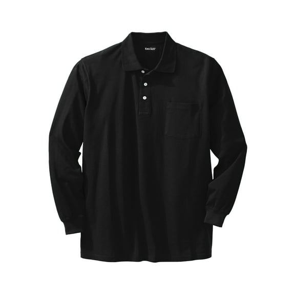 KingSize Men's Big & Tall Long-Sleeve Shrink-Less Cotton Polo Shirt