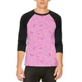 thumbnail image 1 of Pastel Strawberry Sprinkles Mens Raglan T Shirt Light Pink LG, 1 of 2