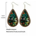 thumbnail image 4 of Bohemian Pattern Acrylic Bezel Wood Teardrop Earrings Women Summer Jewelry Gifts, 4 of 8