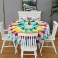 thumbnail image 2 of Colorful Rainbow Tie Dye Spiral Pattern Round Tablecloth 60"x60",Wrinkle Wipeable Table Cloth for Kitchen Dining Room Picnic Patio Party, 2 of 6
