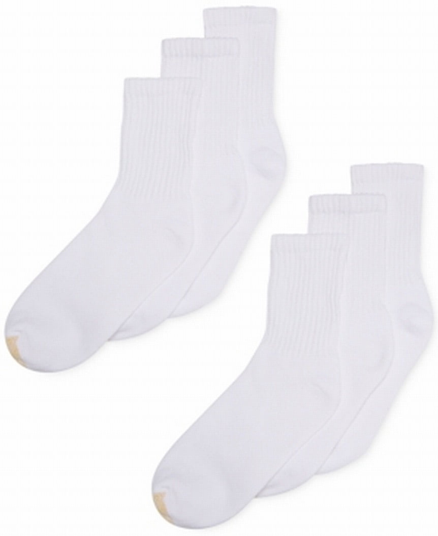 GOLDTOE Gold Toe Premier NEW White 6 Pack Men's Size 1013 Athletic Crew Socks