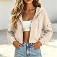 thumbnail image 7 of Maean Women's Crop Zip up Hoodies Coat Casual Hooded Sweatshirts Fall Cargo Jacket with Pockets, 7 of 7