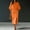 Orange, variant on Women's 2 Piece Set, Batwing Sleeve Round Neck Top and High Waist Slit Midi Skirt, Elegant Orange Outfit for Office or Business, 2026 New Limited-time Offer
