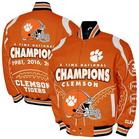 Men's Franchise Club Orange Clemson Tigers 3-Time Champions Signature Cotton Twill Full-Snap Jacket