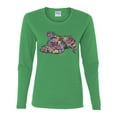 thumbnail image 3 of Tired Sleeping Cat | I Wish I Was My Cat Funny Colorful Kitty | Dean Russo Art Animal Lover Womens Long Sleeve T-Shirt, Kelly, Medium, 3 of 6