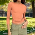 thumbnail image 2 of AherBiu Going out Tops for Women 3/4 Sleeve Crewneck Slim Fitted Stretch Basic Layer Comfy Top Tees Tshirt Undershirt, 2 of 8
