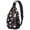 Halloween Skull Heart Star Black Pattern, variant on Halloween Pumpkin Coffin White Pattern Sling Backpack, Unisex Cycling Crossbody Bag with Side Mesh Pockets, Earphone Hole Port Gift Ideas for Travel Shopping Commuting