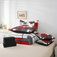 thumbnail image 3 of Erosebridal Black Grey Red Comforter Set 7 Piece Twin Geometry Square Bed In A Bag With Sheets Adults Modern Abstract Geometric Stripes Bedding Set Black Line Bed Set White, 3 of 5