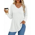 thumbnail image 2 of UVN Fall Blouses for Women Long Sleeve V Neck Peplum Tunic Tops Casual Babydoll Flowy T Shirts, 2 of 7