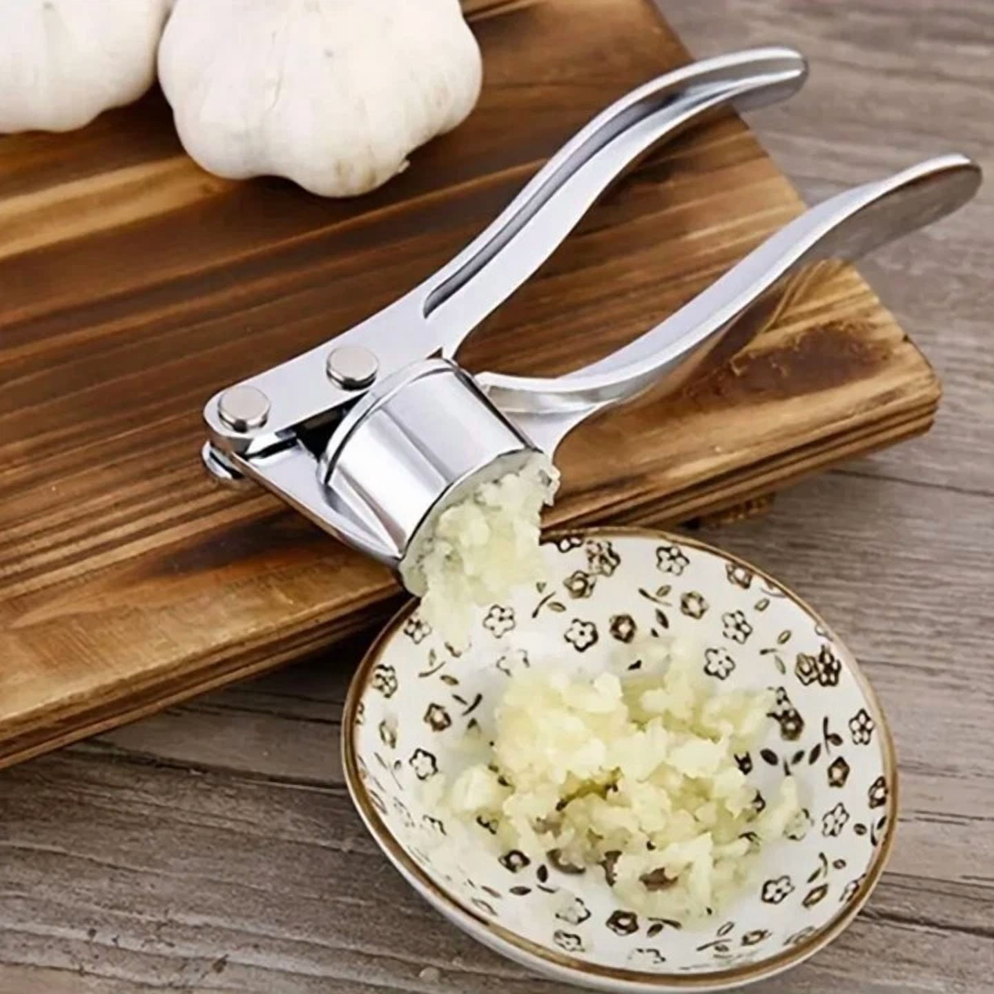 Stainless Steel Garlic Press, Manual Garlic Press With Handle, Kitchen Accessori