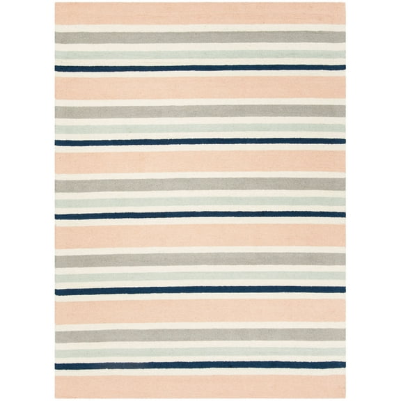 SAFAVIEH Kids Multi Striped Wool Area Rug, Ivory/Multi, 5' x 7'
