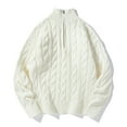 thumbnail image 2 of Kalauyu Men's Round Neck Knitted Cardigan Unisex Solid Color Warm And Loose Sweater Jacket, 2 of 5