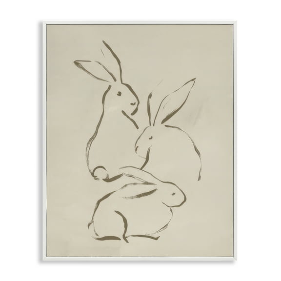 Stupell Industries Earthtone Bunny Sketch Animals Drawing White Framed Art Print Wall Art, 16 x 20