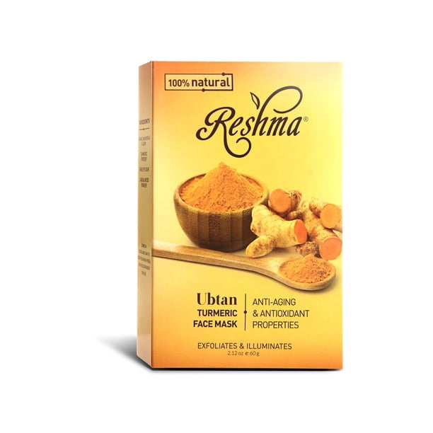 Mascarilla facial de cúrcuma Reshma Beauty (Ubtan) | Todos los ingredientes naturales: semillas de cebada, cúrcuma y sándalo | Mascarilla Iluminadora e Hidratante | Polvo de ceremonia Haldi | (Paquete