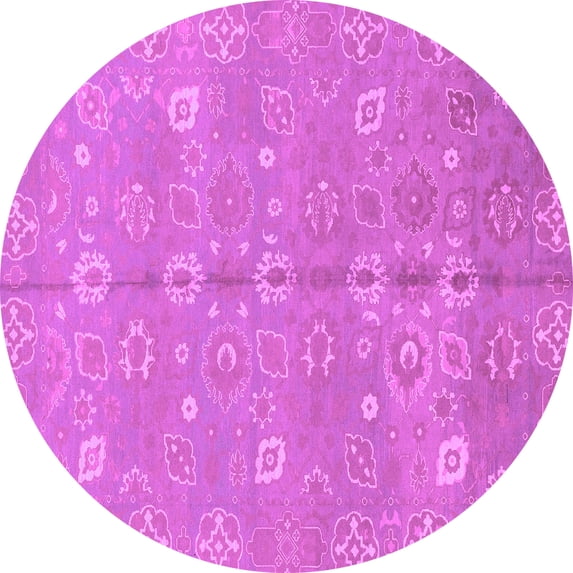 Ahgly Company Indoor Round Oriental Purple Traditional Area Rugs, 5' Round