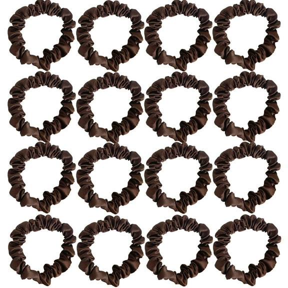 RAGUPEL 16 Pcs Scrunchies,Smooth and Soft Satin Hair Accessories for Women,Create Effortless and Stylish Looks Silk Scrunchies,Brown