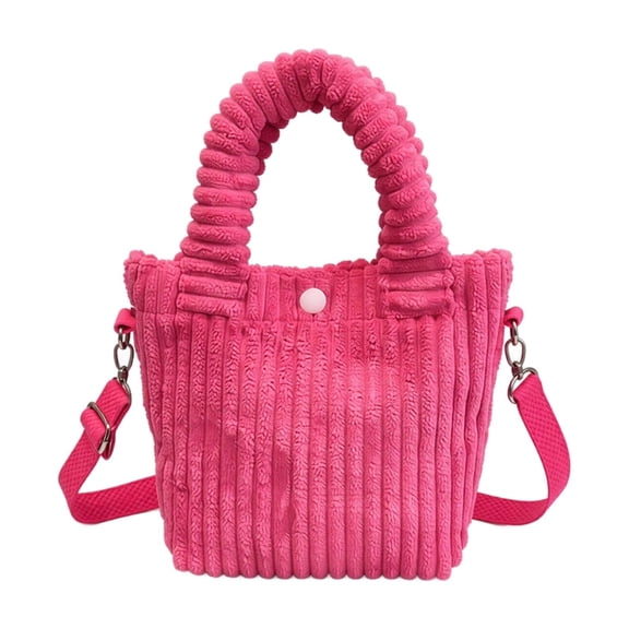 Women's Corduroy Shoulder Bag Large Capacity Crossbody Tote 3-Way Convertible Handbag with Adjustable Strap Soft Vertical Stripe Purse for Daily Commute Shopping Travel