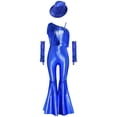 thumbnail image 3 of TTAO Combinaison Disco Métallique Brillante pour Filles avec Accessoires, Rétro, Franges, Danse Funky, Bleu Royal 8, 3 of 6