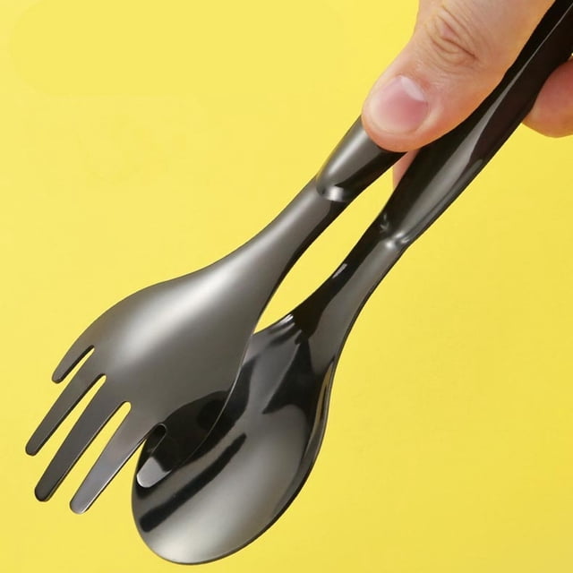 Stainless Steel Kitchen Food Tongs for Cooking With Spoon Clip and Barbecue Clip 10 in