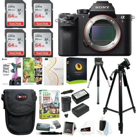 Sony Alpha a7RII Mirrorless Digital Camera (Body) w/ Four 64GB SD Cards & Corel Suite