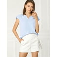 thumbnail image 3 of Camiseta Manga Tulipán Cuello En V Básico Allegra K Para Mujer Azul claro XL, 3 of 6