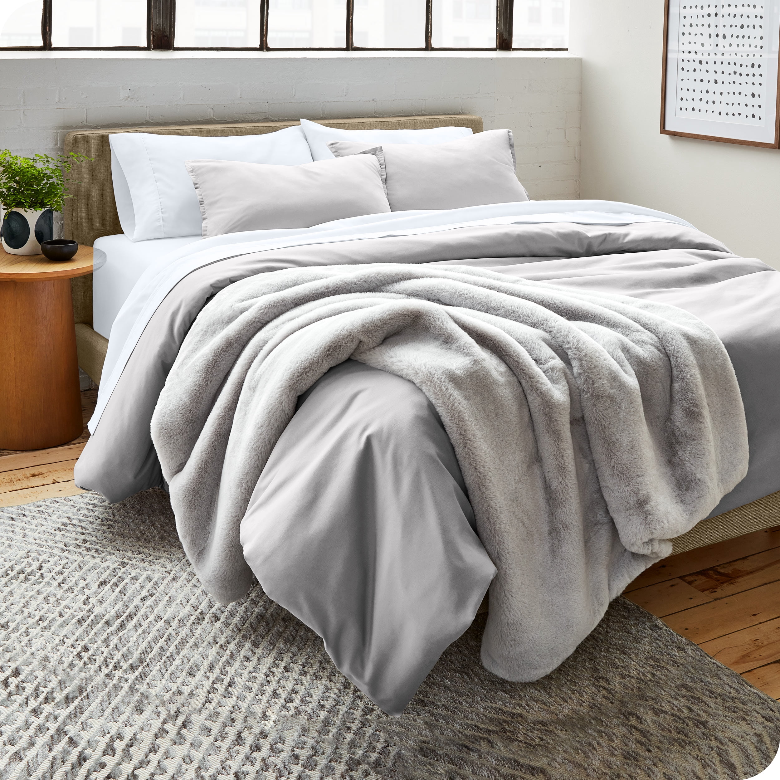 Bare Home Microfiber Duvet Cover & Sham Set, Twin/Twin XL, Light Gray, 2-Pieces