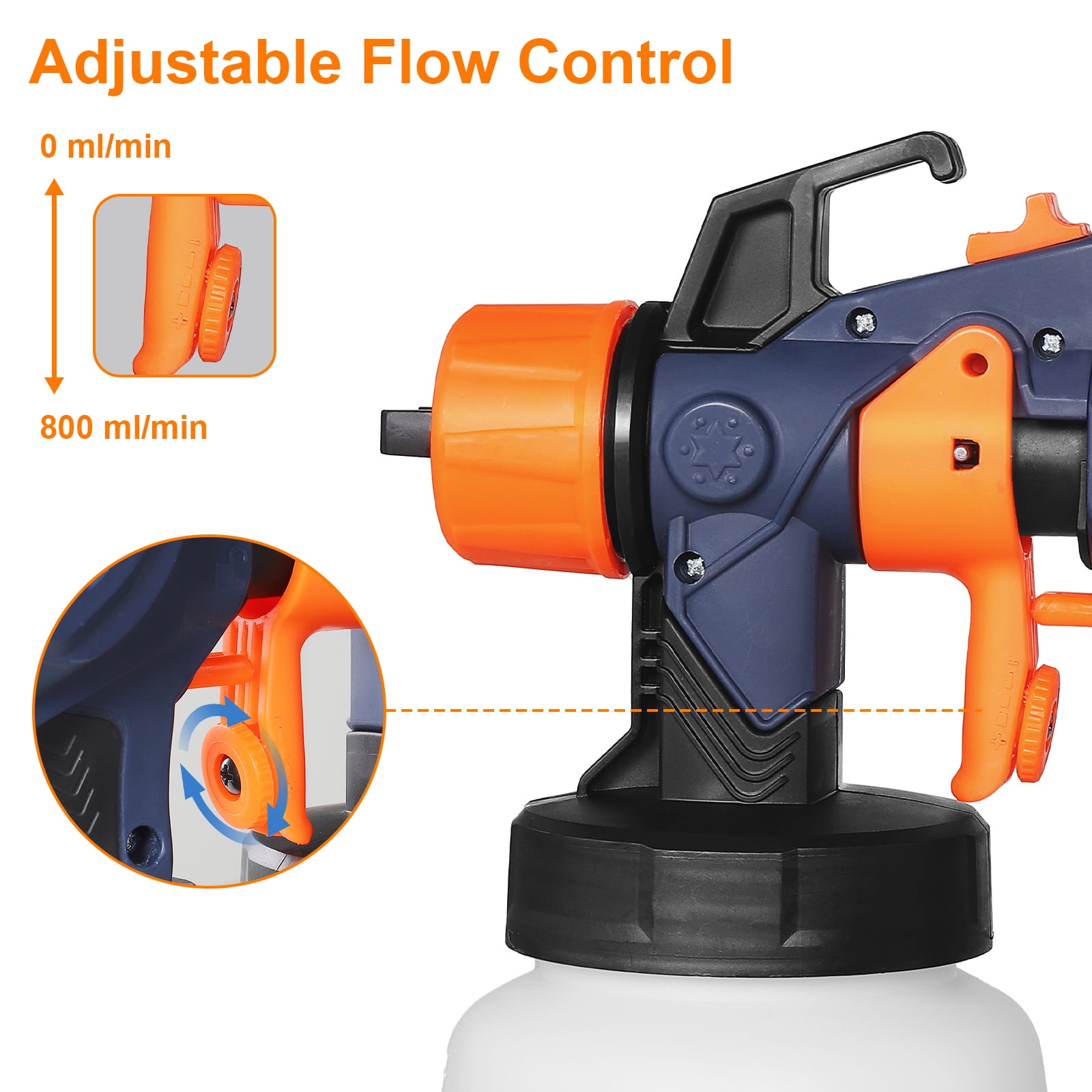 600W Paint Sprayer Gun, Doosl 800ml Electric Airless HVLP Paint