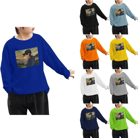 Ahuyic Kids Casual Long Sleeved Blouse Top, Autumns/Winter Long Sleeve For Kid, Children's Clothing Long Sleeved T-Shirt Long Sleeve Round-Neck Blouses & Shirts