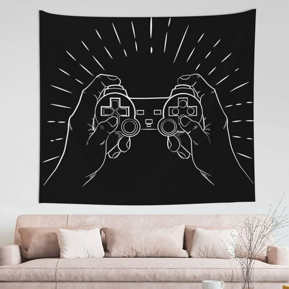 Game Time Tapestry, Video Games Wall Decor Home Decor Bedroom Living Room Dorm Tapestry Room Wall Hanging, 60" x 51"