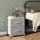 thumbnail image 2 of WLIVE Mesita de noche gris con 2 cajones de tela, cómoda pequeña para dormitorio, armario, dormitorio universitario, mesa auxiliar, muebles laterales, tapa de madera, gris claro, 2 of 5