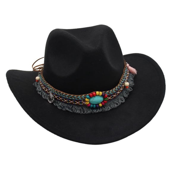 Povozer Hats for Toddler Girls Boys Summer Sun Hat Cowgirl Western Hat for Kids Western Cowboy Hat Wide Brim Straw Hat,Size 3-8 Years,Black