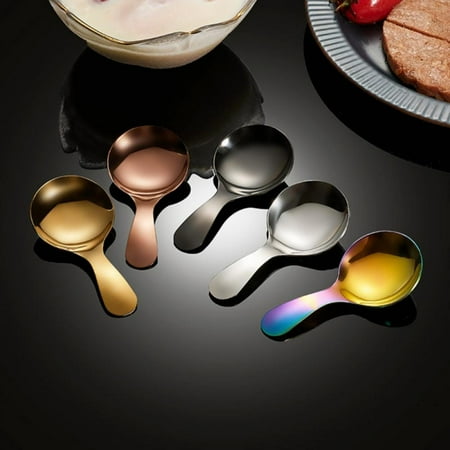 

304 Stainless Steel Tea Spoon Creative-Home Seasoning Scoops Sockets Round Bad Cream-Spoon Dessert Spoon Cake Spoon Scoicle - Ya