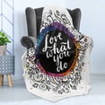 thumbnail image 4 of Love What You Do Soft Flannel Fleece Throw Blanket, Inspirational Flowers Dots Colorful Shapes Background Theme, Cozy Plush for Indoor and Outdoor Use, 50" x 60", Multicolor, by Ambesonne, 4 of 5