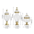 thumbnail image 3 of Efavormart Set of 3 Gold Trimmed Glass Apothecary Candy Jars With Lids -10"/14"/16", 3 of 11