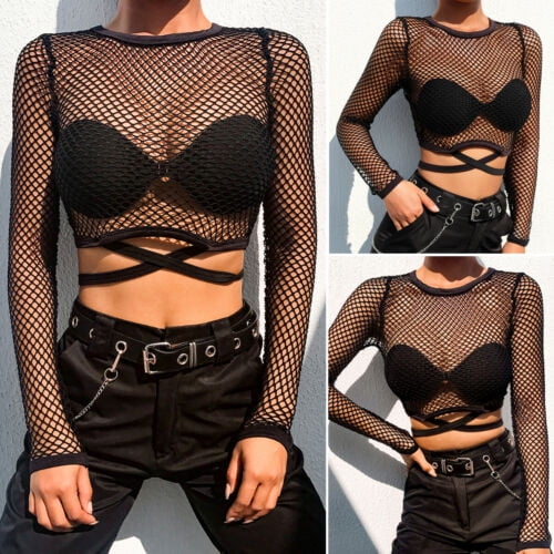 Buy Women's Sexy Sheer Short Sleeves Fishnet Net T-Shirt Mesh Shirt Crop Top  Online at desertcartINDIA