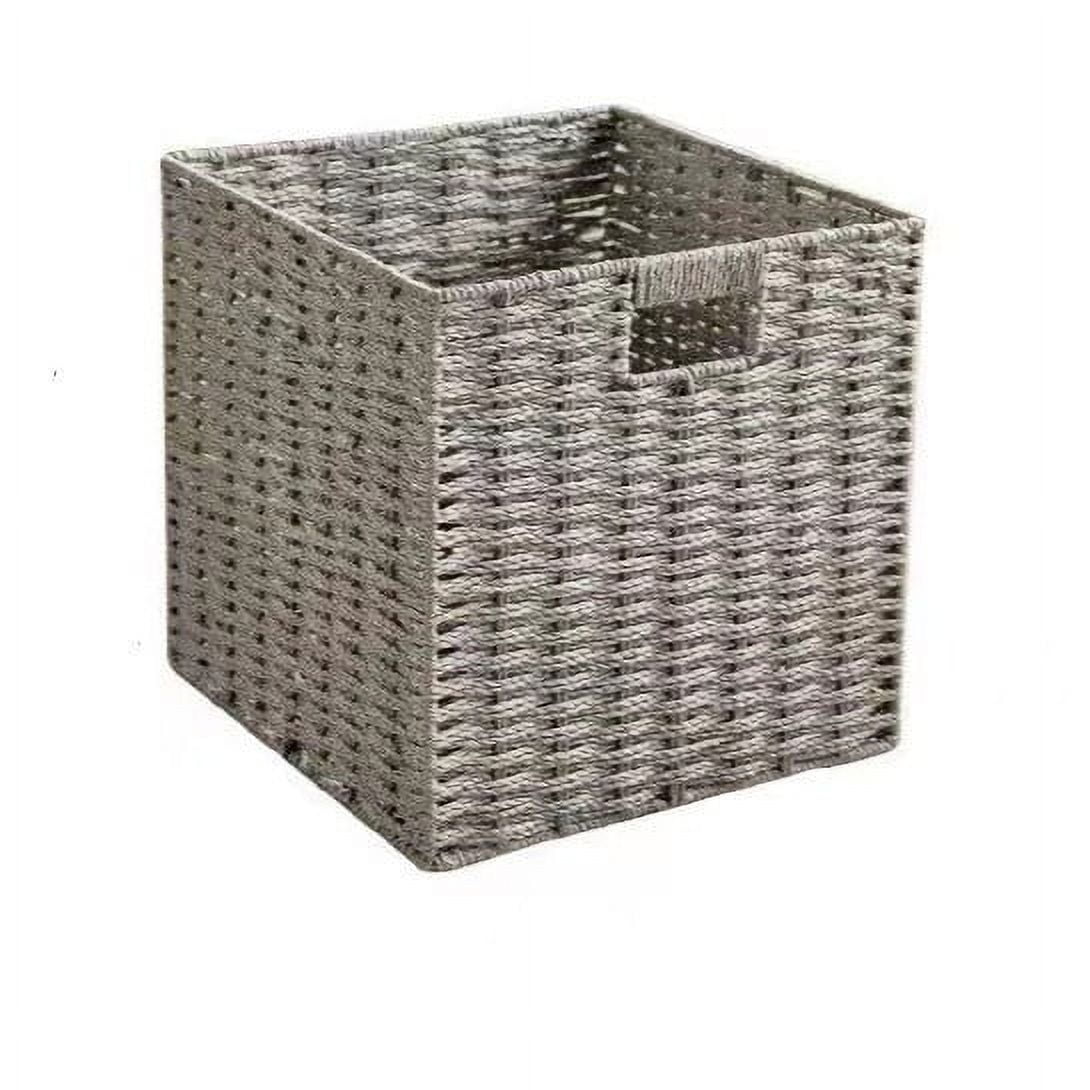 Set of 2 Wicker Storage Basket, Hand-Woven Storage Baskets for Shelves with Handles Foldable Cube Storage Baskets Bins, 8.9 inch