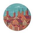 thumbnail image 1 of Amsterdam Mouse Pad for Computers, Vertical Computer Graphics of Retro Buildings, Round Non-Slip Thick Rubber Modern Gaming Mousepad, 8" Round, Burnt Sienna Sea Blue, by Ambesonne, 1 of 2