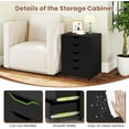 thumbnail image 4 of POWERSTONE 5 Drawers Chest Wood Storage Cabinets with Locking Wheels Filing Cabinet Under Desk Storage for Office Home, Black, 4 of 14